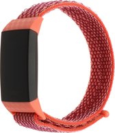 Bandje Voor Fitbit Charge 3 & 4 Nylon Band - Nectarine (Rood) - One Size - Horlogebandje, Armband