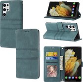 Samsung Galaxy S22 Ultra Telefoonhoesje | PU Leren Bookcase | Pasjeshouder | Tas | Groen