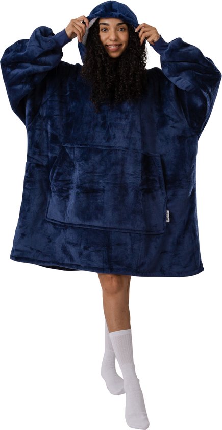 Kroeler Navy Blue - Oodie - Deken met Mouwen - Hoodie deken met de leukste printjes! - Plaid met Mouwen #TIP: Pérfect als cadeau!