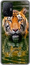 Geschikt voor Xiaomi 11T Pro hoesje - Tijger - Water - Reflectie - Siliconen Telefoonhoesje