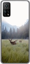 Geschikt voor Xiaomi Mi 10T 5G hoesje - Bos - Herten - Mist - Siliconen Telefoonhoesje