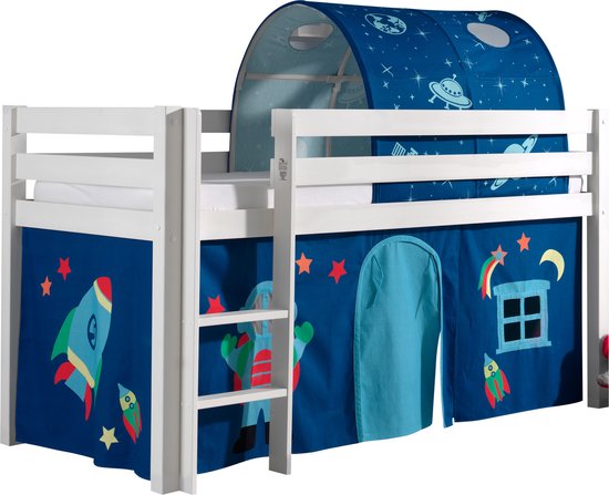 Halfhoogslaper Charlotte met bedtent en -tunnel Astro - wit