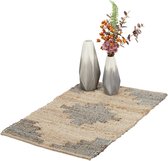 Relaxdays vloerkleed - katoen en jute - tapijt - 50 x 80 cm - karpet - diverse kleuren - grijs