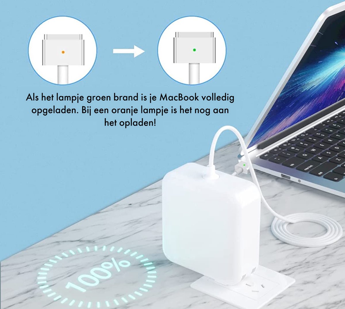45W MacBook Air oplader MagSafe 2 T-connector 2m kabel voeding adapter 11-13 inch 2012-2017 - Afbeelding 2