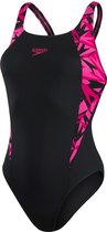 Speedo Hyper Boom Splice Muscleback Dames - Zwart / Roze - maat 38