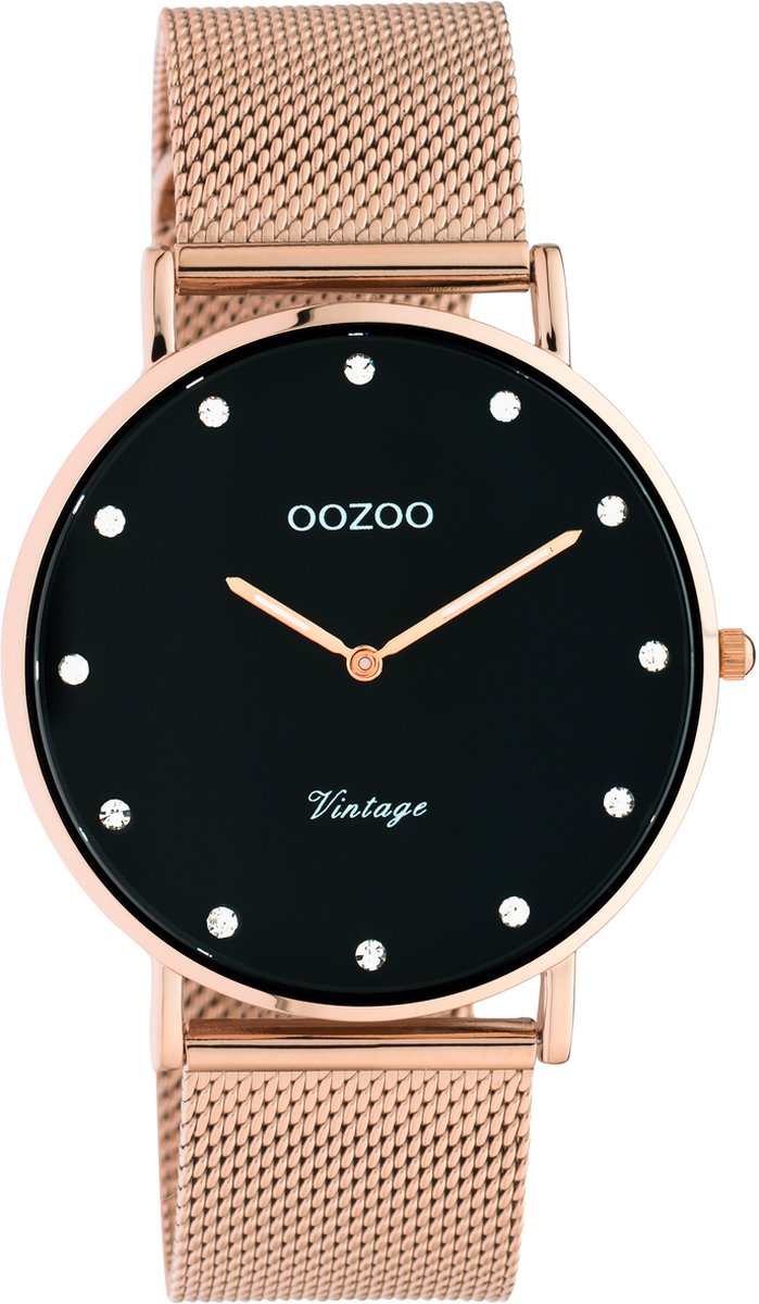 OOZOO Vintage series - rosé goudkleurige horloge met rosé goudkleurige metalen mesh armband - C20239 - Ø40