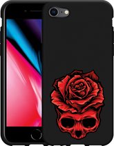 iPhone SE 2020 Hoesje Zwart Red Skull - Designed by Cazy
