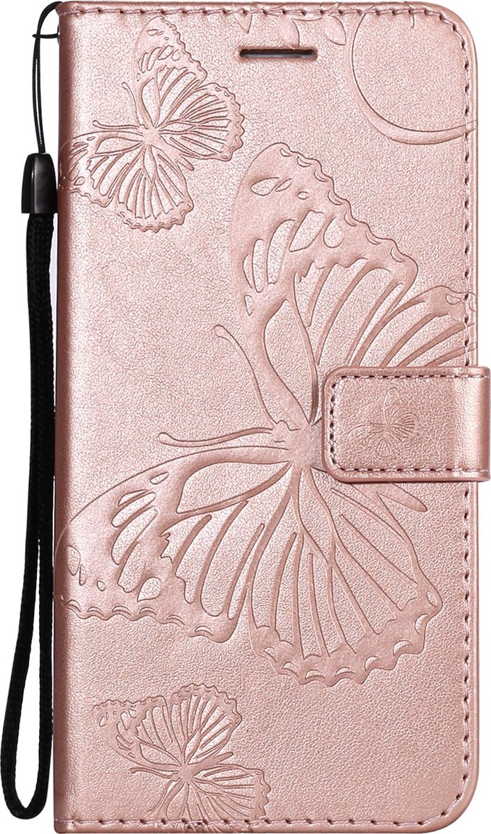 Mobigear Telefoonhoesje geschikt voor OPPO A94 5G Hoesje | Mobigear Butterfly Bookcase Portemonnee | Pasjeshouder voor 2 Pasjes | Telefoonhoesje voor Pinpas / OV Kaart / Rijbewijs - Roségoud