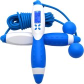 Garpex® Springtouw met Teller - Verzwaard Springtouw - Digitaal Springtouw - Fitness - Cardio - Wit met Blauw