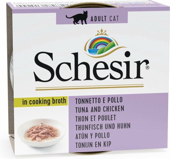 14x Schesir Kattenvoer Gekookte Tonijn en Kip 70 gr
