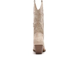 Smile Favorites® Dames Cowboylaarzen met Hak - Beige - Suedine - Maat 38 -