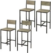 Mara Barkruk - Set van 4 - Barstoelen - Barkruk met rugleuning - MDF - Bruin - 39 x 95 x 41 cm