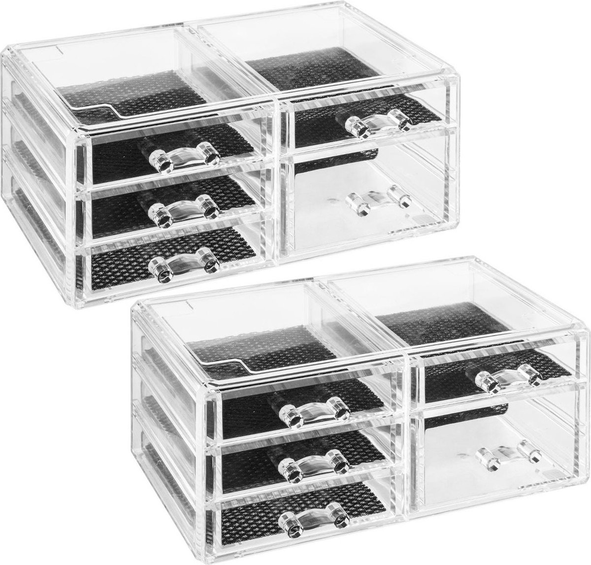 Goedkoopste 2x Stuks sieraden/make-up organizer 5 lades 24 x 11 cm van kunststof - Sieradenkastje - Make-upkastje - Organizers