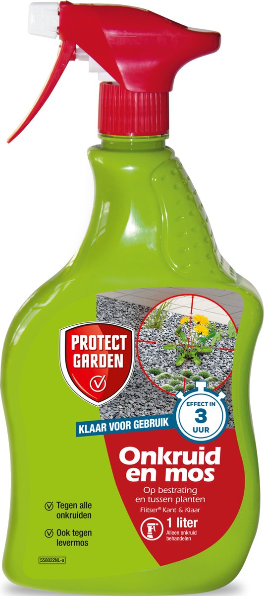 Protect Garden Flitser Express Spray, 1 L - Kant & Klaar Onkruidbestrijder - Onkruid en Mos Bestrijden - Vloeibaar Bestrijdingsmiddel - Onkruidverdelger in handige Spuitverpakking - Binnen 3 uur zichtbaar resultaat — afbeelding 4