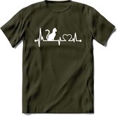Cat Beat - Katten T-Shirt Kleding Cadeau | Dames - Heren - Unisex | Kat / Dieren shirt | Grappig Verjaardag kado | Tshirt Met Print | - Leger Groen - XL