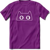 Aandacht! - Katten T-Shirt Kleding Cadeau | Dames - Heren - Unisex | Kat / Dieren shirt | Grappig Verjaardag kado | Tshirt Met Print | - Paars - XL