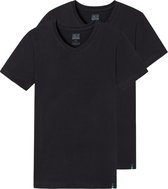 Schiesser Heren t-shirt met V-hals 2 pack Long Life Cotton - Zwart - Maat L