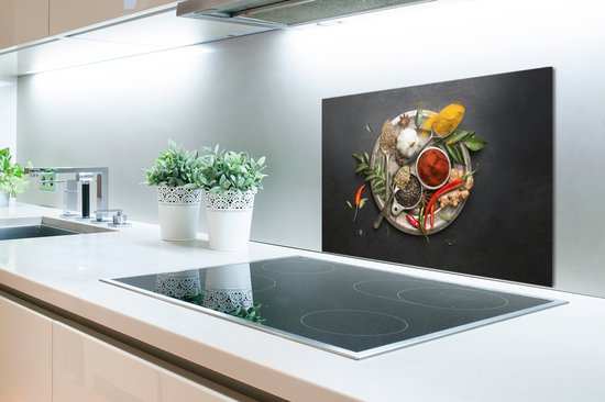 Hick Stad bloem ijsje Spatscherm Keuken - Kookplaat Achterwand - Spatwand Fornuis - 70x50 cm -  Een bord met... | bol.com