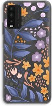 Case Company® - Xiaomi Redmi 9T hoesje - Flowers with blue leaves - Soft Cover Telefoonhoesje - Bescherming aan alle Kanten en Schermrand