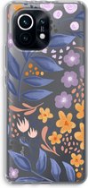 Case Company® - Xiaomi Mi 11 hoesje - Flowers with blue leaves - Soft Cover Telefoonhoesje - Bescherming aan alle Kanten en Schermrand