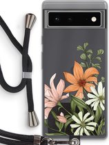 Case Company® - Google Pixel 6 hoesje met Koord - Floral bouquet - Telefoonhoesje met Zwart Koord - Bescherming aan alle Kanten en Over de Schermrand