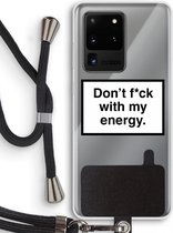 Case Company® - Samsung Galaxy S20 Ultra hoesje met Koord - My energy - Telefoonhoesje met Zwart Koord - Bescherming aan alle Kanten en Over de Schermrand