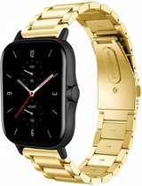 Stalen Smartwatch bandje - Geschikt voor  Amazfit GTS 2 stalen band - goud - Strap-it Horlogeband / Polsband / Armband