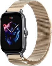 Stalen, Milanees Smartwatch bandje - Geschikt voor  Amazfit GTS 3 Milanese band - champagne - Strap-it Horlogeband / Polsband / Armband