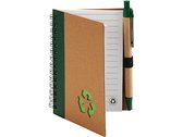 notitieboek met pen 13 x 10,5 cm karton groen 2-delig