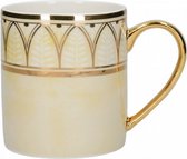 mokken 300 ml porselein beige/goud 4 stuks