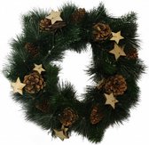 kerstkrans met decoratie 40 cm groen/bruin