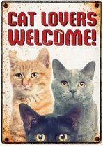 waakbord kat Cat Lovers Welcome 21 x 14,8 cm (ENG)