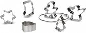 uitsteekvormen Kerstfiguren 7 cm RVS zilver 6-delig