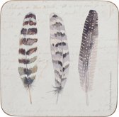 onderzetters Feathers 10,5 cm kurk crÃ¨me 6 stuks