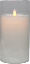 led-kaars in kaarshouder 20 cm glas wit/transparant