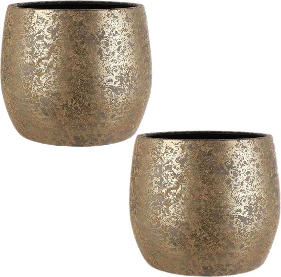 Mica Decorations Clemente Bloempot H31 x Ø38 cm Terra Goud Set