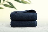 2 STUKS - Strandlaken - Badlaken - 90x160 cm - effe - uni - 100% katoen - navy blauw