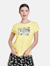 TAIFUN Dames T-shirt met laagjeseffect, EcoVero Sunflower gemustert-42