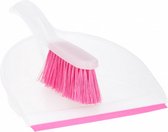 stoffer en blik 31 x 22 cm polypropyleen wit/roze