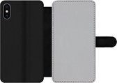 Bookcase Geschikt voor iPhone XS telefoonhoesje - Metaal print - Grijs - Met vakjes - Wallet case met magneetsluiting