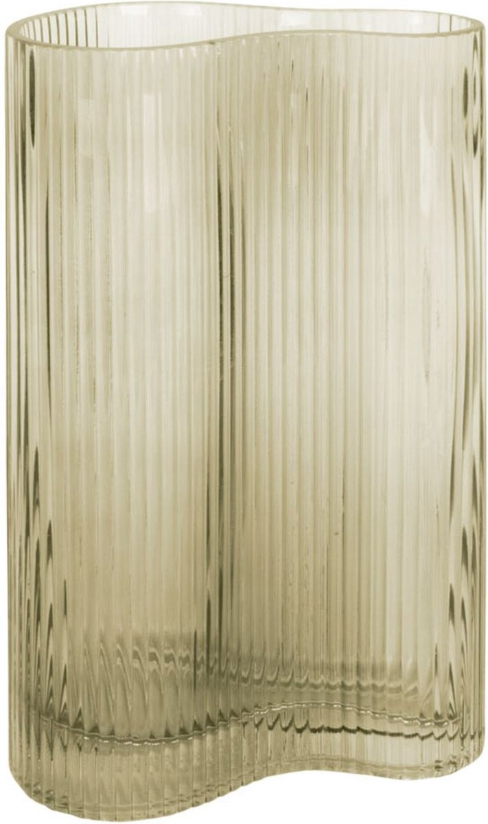 Present Time Vaas Allure Wave - Large - Glas Mosgroen - 9,5x27cm - Modern