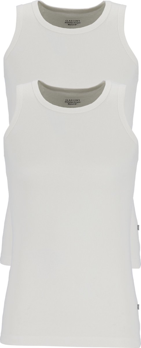 Claesen's Rib Singlet (2-pack) - wit -  Maat S