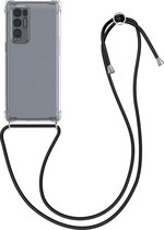 kwmobile telefoonhoesje compatibel met Oppo Find X3 Neo - Hoesje met koord - Back cover in transparant / zwart