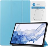 Tablet hoes & 2-Pack Screenprotector geschikt voor Samsung Galaxy Tab S8 - 11 Inch - Auto Wake/Sleep functie - Licht Blauw