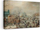 Artaza Canvas Schilderij Winterlandschap met Schaatsers - Hendrick Avercamp - 60x40 - Poster Foto op Canvas - Canvas Print