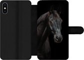 Bookcase Geschikt voor iPhone XS Max telefoonhoesje - Paard - Boerderijdier - Zwart - Met vakjes - Wallet case met magneetsluiting