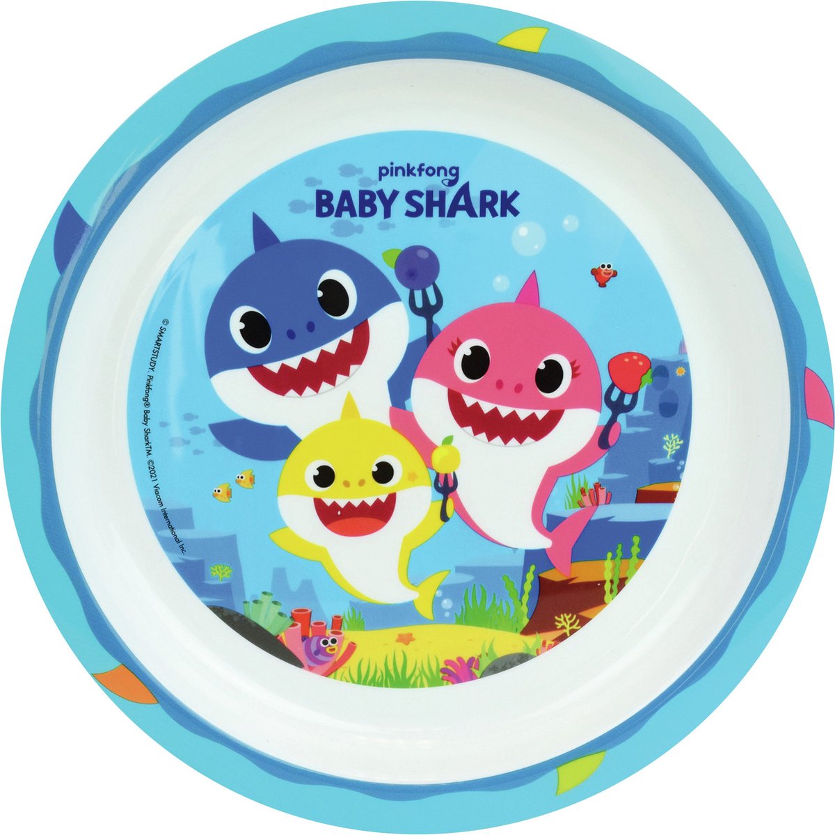 Kunststof ontbijtbordje plat Baby Shark 22 cm - Onbreekbare kinder bordjes