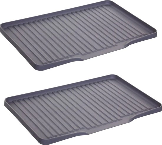 2x Tapis d'égouttage / tapis de séchage gris 46 x 30 cm en plastique - La vaisselle -vaisselle