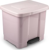 Poubelle/poubelle/poubelle à pédale double/2 compartiments 35 litres avec couvercle et pédale - Rose clair - poubelles/poubelles