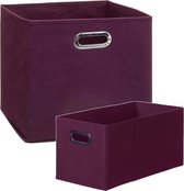 Set van 2x stuks opbergmanden/kastmanden 7 en 29 liter aubergine paars van linnen 31 cm - Opbergboxen - Vakkenkast manden